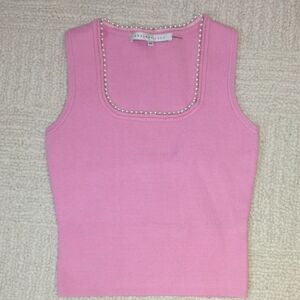 Endless Rose Pink Tank Top with Pearl Accents